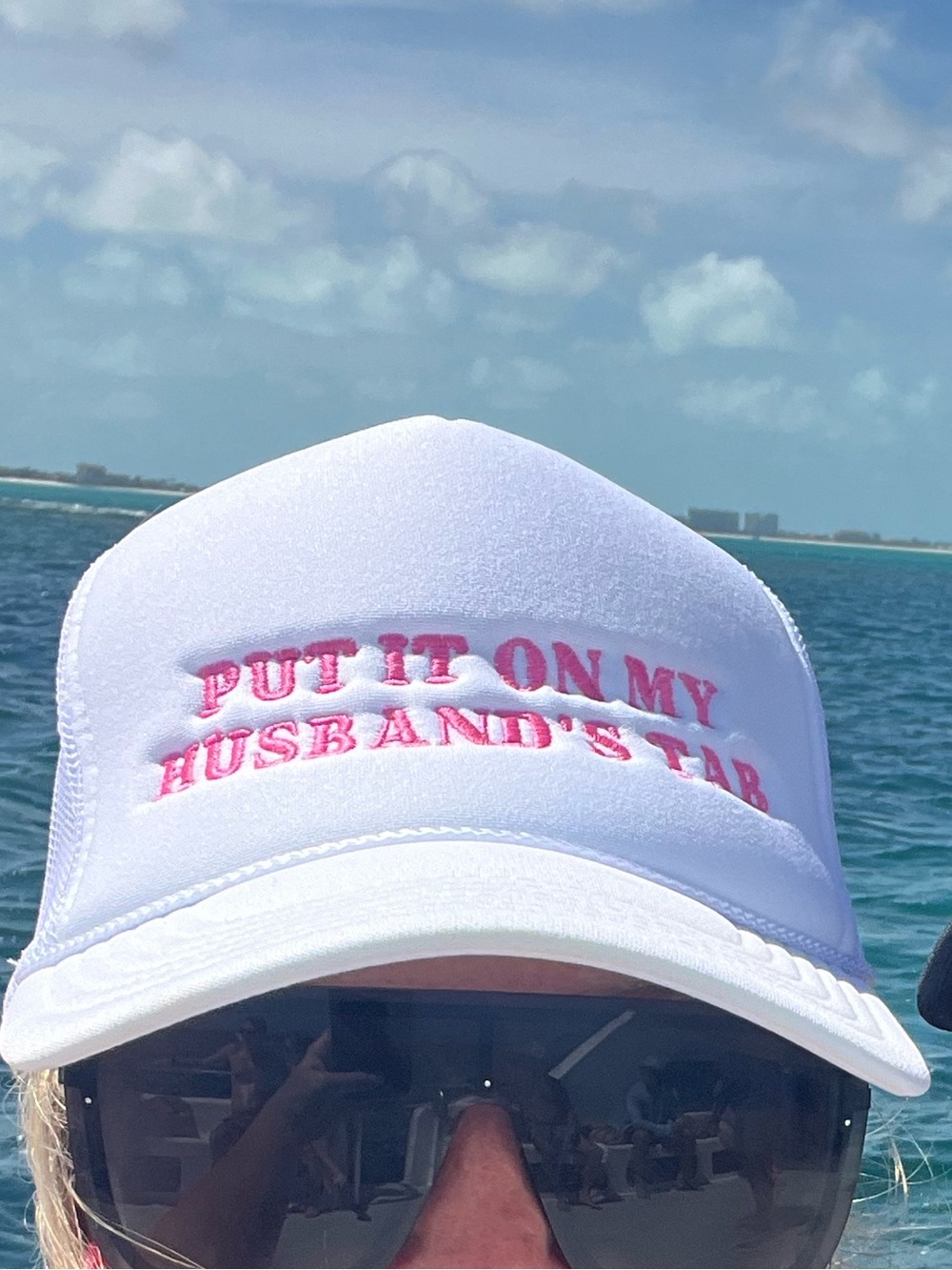 Unbranded White Trucker Hat with Pink Embroidery - Put It On My Husband's Tab